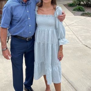 Green smocked Gingham Dress, size S